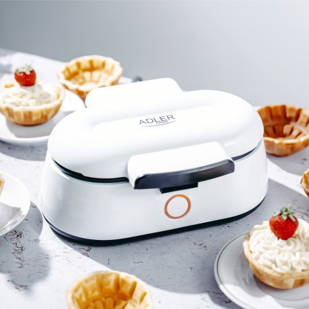 Aparat de facut vafe tip cupe Adler AD 3062, 1400W, Acoperire antiaderenta, 2 vafe, Alb/Negru