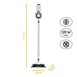 Aspirator fara fir 2 in 1 First Austria FA-5541-4-GR, 500 ml, 22.V, 2200mAh, Statie de incarcare, Alb/Gri