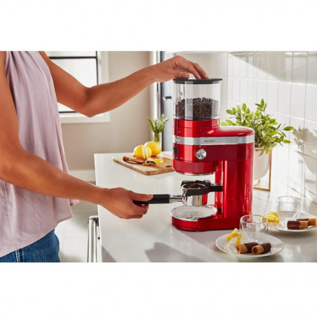 Rasnita de cafea electrica Artisan KitchenAid 5KCG8433ECA, 150W, 340 g, 70 trepte de macinare, Oprire automata, Apple Candy Red