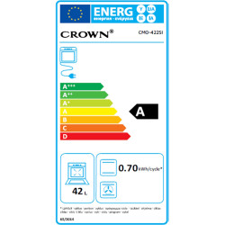 Mini cuptor Crown CMO-422SI, 42 l, 2 plite, Control mecanic, Inox