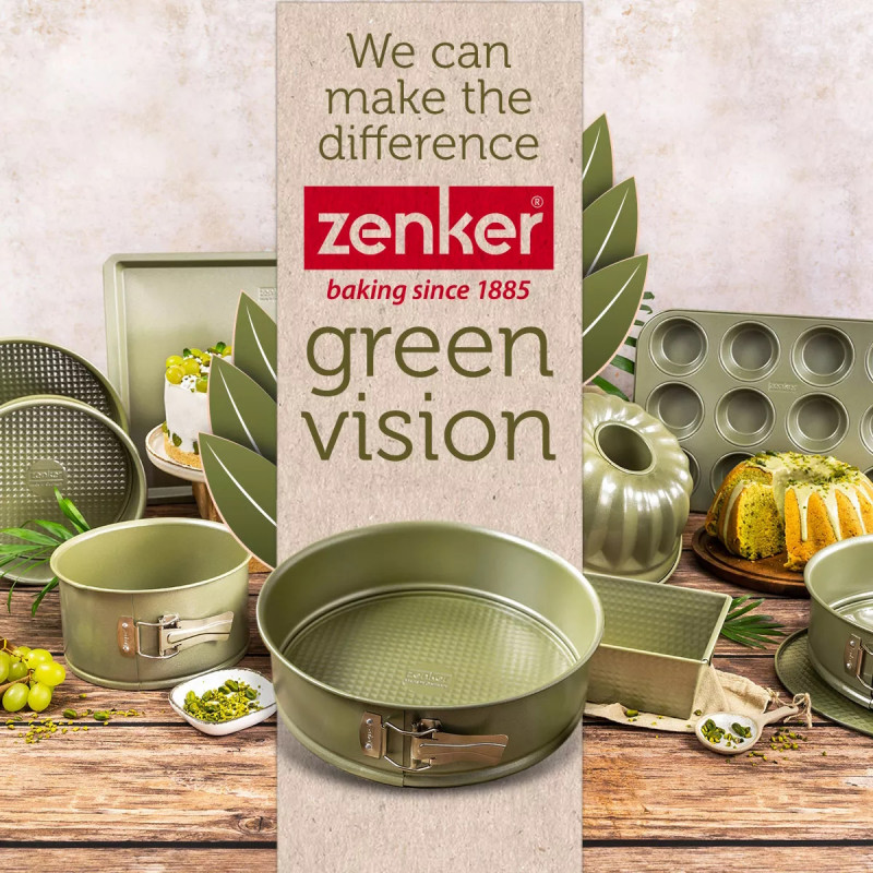 Forma de copt Zenker 7455, Rotunda, 25 cm, Acoperire ILAG Maximizing Green, Verde