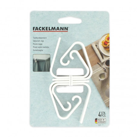 Set 4 cleme pentru fata de masa Fackelmann 14461, 5,5 cm, Alb