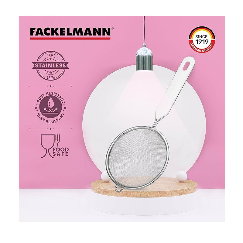 Strecuratoare Fackelmann 42331, 7 cm, Otel inoxidabil, Gaura pentru agatat, Argintiu