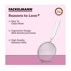 Strecuratoare Fackelmann 42332, 10 cm, Otel inoxidabil, Gaura pentru agatat, Argintiu