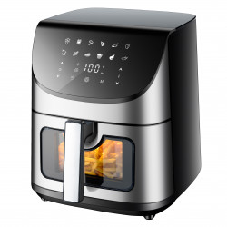 Friteuza cu aer cald Oliver Voltz OV51980X, 1700W, 7L, 12 programe, Fereastra de vizualizare, Timer, Negru/inox