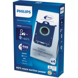Saci pentru aspiratoare Philips s-bag FC8021/03, 4 buc., Material sintetic cu patru straturi, Albastru