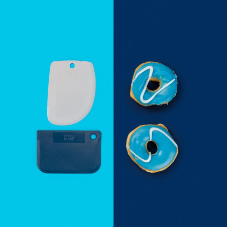 Set 2 raclete pentru aluat Tasty Ocean Blue 678904, 2 forme, Margine rotunjita, Plastic, Gri/albastru