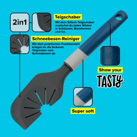 Spatula pentru aluat Tasty 678015, 25 cm, Flexibila, Design inovator, Maner moale, Albastru