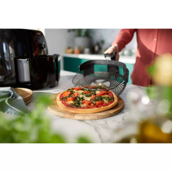 Accesoriu Pizza XXL pentru friteuza Philips HD9953/00, Pizza de pana la 26 cm in 8 minute, Otel, Negru