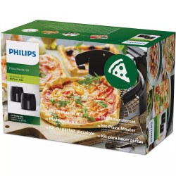 Accesoriu Pizza XXL pentru friteuza Philips HD9953/00, Pizza de pana la 26 cm in 8 minute, Otel, Negru