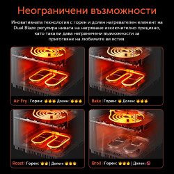 Friteuza cu aer cald Cosori Dual Blaze CAF-P583S, 1700 W, 6,4 L, 12 programe, 360 ThermoIQ, Gri
