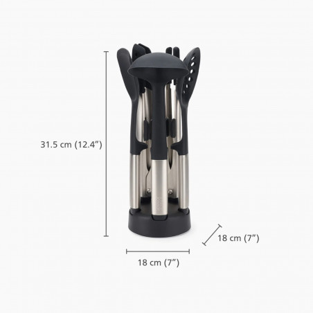 Set ustensile de gatit Joseph Joseph Elevate 10568, 5 piese, Suport, Negru/inox