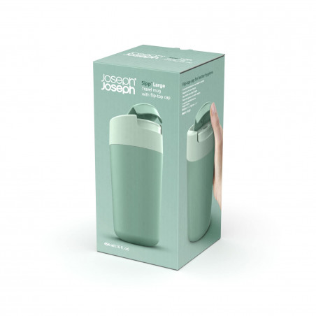 Cana termica Joseph Joseph Sipp 81130, Capac sigilabil, 0,454 l, Fara BPA, Polipropilena, Verde