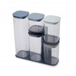 Set recipiente de depozitare Joseph Joseph Podium 81106, 5 buc, Fara BPA, Suport, Albastru