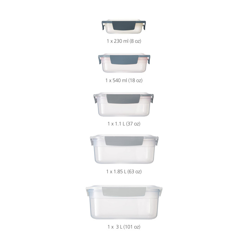 Set 5 cutii Joseph Nest 81105 cu capace, 5 dimensiuni, Fara BPA, Albastru