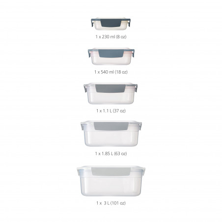 Set 5 cutii Joseph Nest 81105 cu capace, 5 dimensiuni, Fara BPA, Albastru