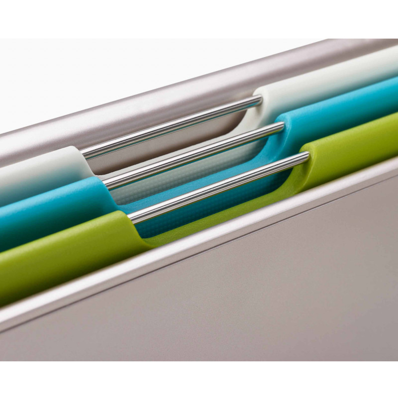 Set 3 tocatoare alimente Joseph Joseph Folio Slim 60199, Cu doua fete, Montare sub raft, multicolor