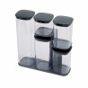 Joseph Joseph Podium 81071 Set container de depozitare, 5 buc, fără BPA, sticlă, suport, gri