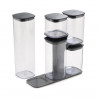 Joseph Joseph Podium 81071 Set container de depozitare, 5 buc, fără BPA, sticlă, suport, gri