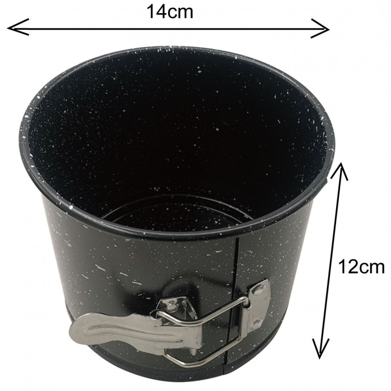 Forma pentru tort cu fund detasabil Kinghoff KH 1789, 14 cm, Pereti extensibili, Acoperire marmura, Otel, Negru