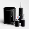 Set baie Vinoks 652400, coș 5 litri, perie, dozator de săpun, cană, negru
