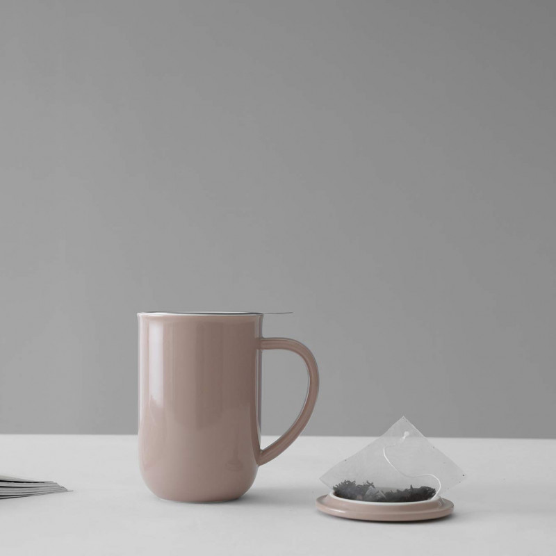 Bol pentru ceai cu infuzor și kapak Viva Scandinavia Minima V77550, 500 ml, Porcelan, Rosow