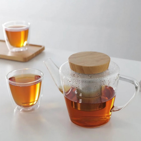 Fierbător INFUSION Viva Scandinavia V74900, 1.2 L, Bamboo kapak, Transparent