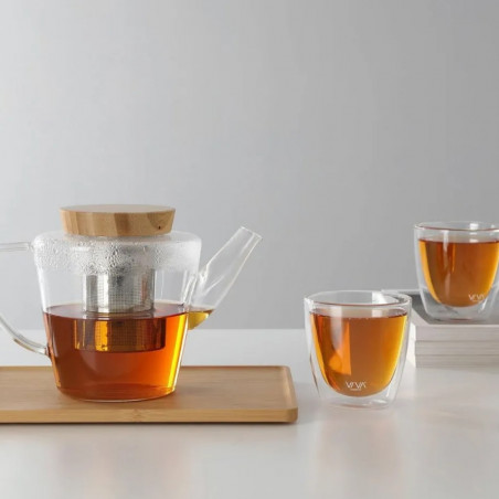 Fierbător INFUSION Viva Scandinavia V74900, 1.2 L, Bamboo kapak, Transparent