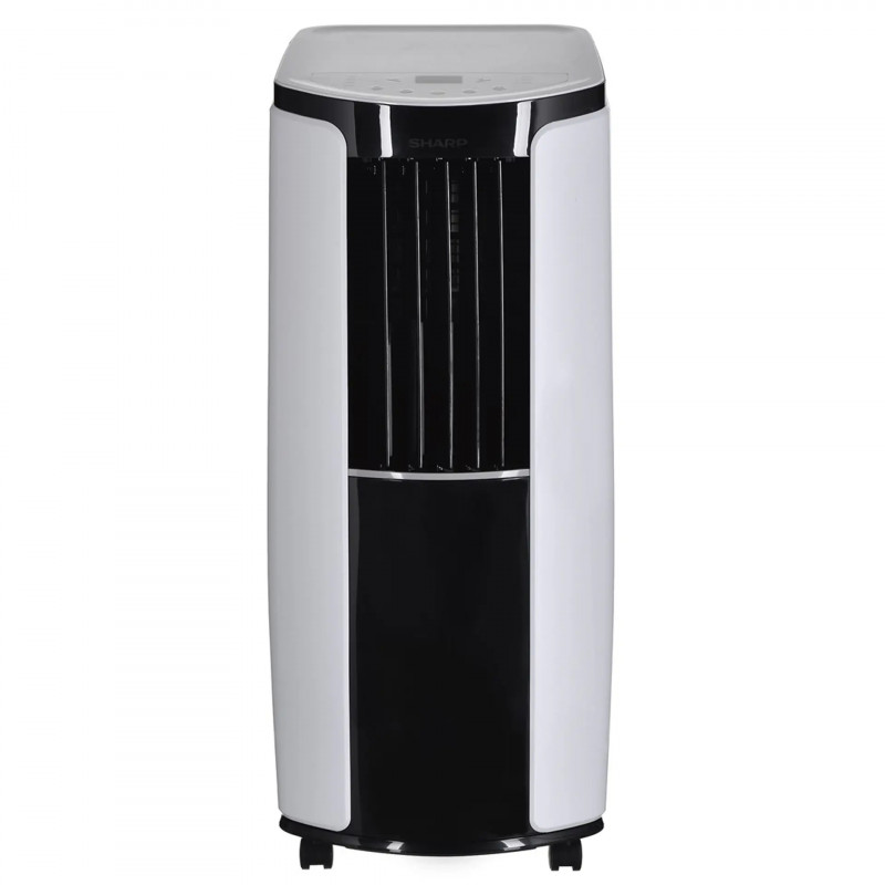 Aparat de aer condiționat mobil Sharp CVH9XR, 9000 BTU, 32 mp, 3 viteze, Mod de noapte, Telecomandă, Alb/negru,