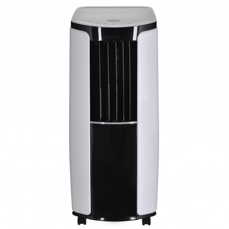 Aparat de aer condiționat mobil Sharp CVH9XR, 9000 BTU, 32 mp, 3 viteze, Mod de noapte, Telecomandă, Alb/negru,