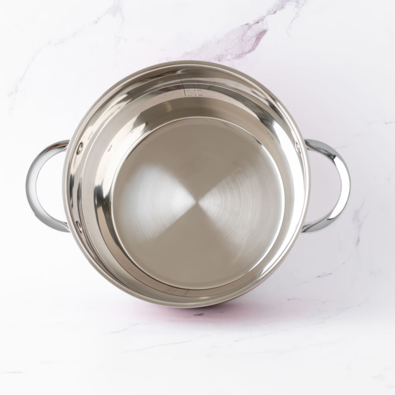 Oala cu capac din sticla Bohmann BH 1818-24RD, 24 cm, 5,9 l, Otel inoxidabil, Inductie, Argintiu/Rosu