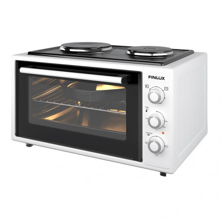 cuptor electric cu 2 plite Finlux FMC-4524WF, 45 l, 1600 W, 3 funcții, Emailat, Alb