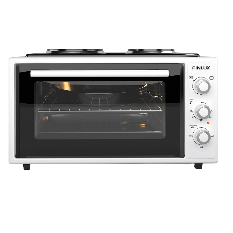cuptor electric cu 2 plite Finlux FMC-4524WF, 45 l, 1600 W, 3 funcții, Emailat, Alb