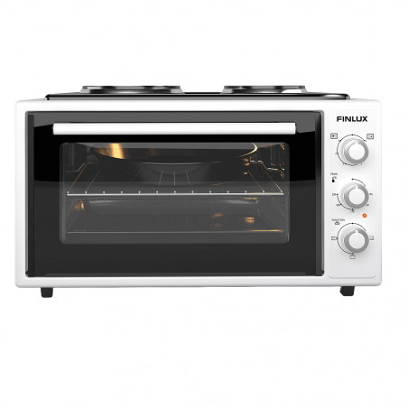 cuptor electric cu 2 plite Finlux FMC-4524WF, 45 l, 1600 W, 3 funcții, Emailat, Alb