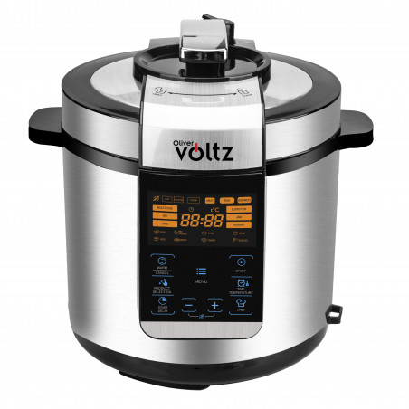 Multicooker cu presiune Oliver Voltz ОV51985H6, Display tactil mare, 1000W, 6L, 70kPa, Timer 24h, Inox