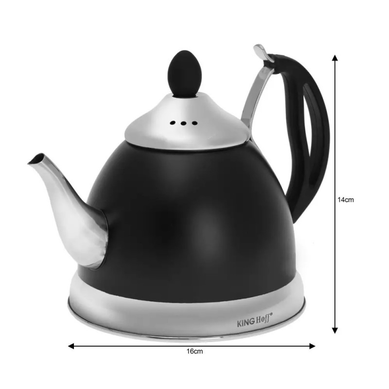 Ceainic cu infuzor Kinghoff KH 1538, 1L, Inox, Negru/Argintiu