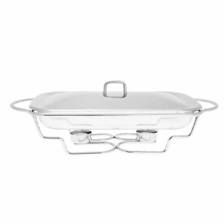 Vas pentru servit mancare calda Kinghoff KH 1410, 3 L , Sticla, Capac din otel, Oval