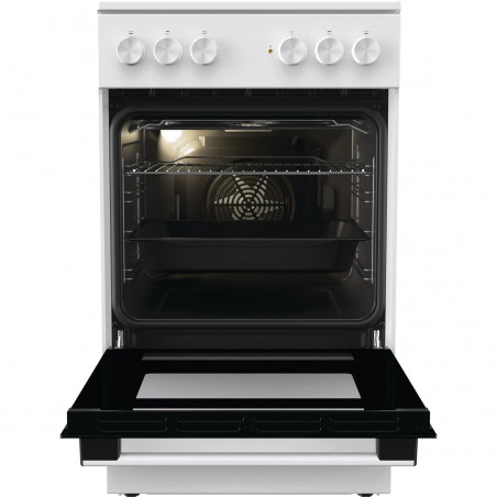 Aragaz electric vitroceramic Gorenje GEC5A61WG, 70 L, 10 functii, Placi ceramice, AquaClean, Silvermatte, Indicator de caldură reziduala, Alb