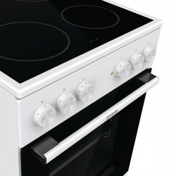 Aragaz electric vitroceramic Gorenje GEC5A61WG, 70 L, 10 functii, Placi ceramice, AquaClean, Silvermatte, Indicator de caldură reziduala, Alb