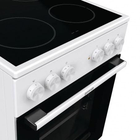 Aragaz electric vitroceramic Gorenje GEC5A61WG, 70 L, 10 functii, Placi ceramice, AquaClean, Silvermatte, Indicator de caldură reziduala, Alb