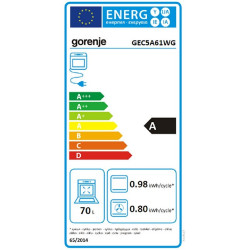 Aragaz electric vitroceramic Gorenje GEC5A61WG, 70 L, 10 functii, Placi ceramice, AquaClean, Silvermatte, Indicator de caldură reziduala, Alb