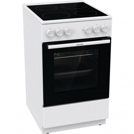 Aragaz electric vitroceramic Gorenje GEC5A61WG, 70 L, 10 functii, Placi ceramice, AquaClean, Silvermatte, Indicator de caldură reziduala, Alb