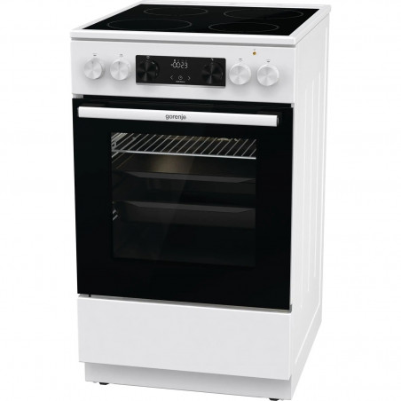 Aragaz Gorenje GEC5C42WG, 70L, 4 plite, 10 programe, 275C, display LED, Clasa A, Alb