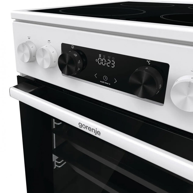 Aragaz Gorenje GEC5C42WG, 70L, 4 plite, 10 programe, 275C, display LED, Clasa A, Alb