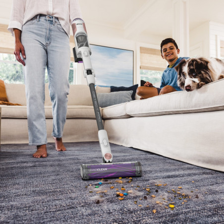 Aspirator vertical Shark IW1611EU, 240W, 0.4 L, 60 min autonomie, Detectare margini si murdarie, QuadClean, Antialergen, LED, Alb