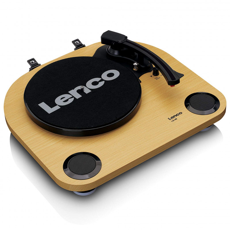 Gramofon cu difuzoare incorporate Lenco LS-40WD, Semi-automat, AUX, RCA, Sistem ceramic, Maro