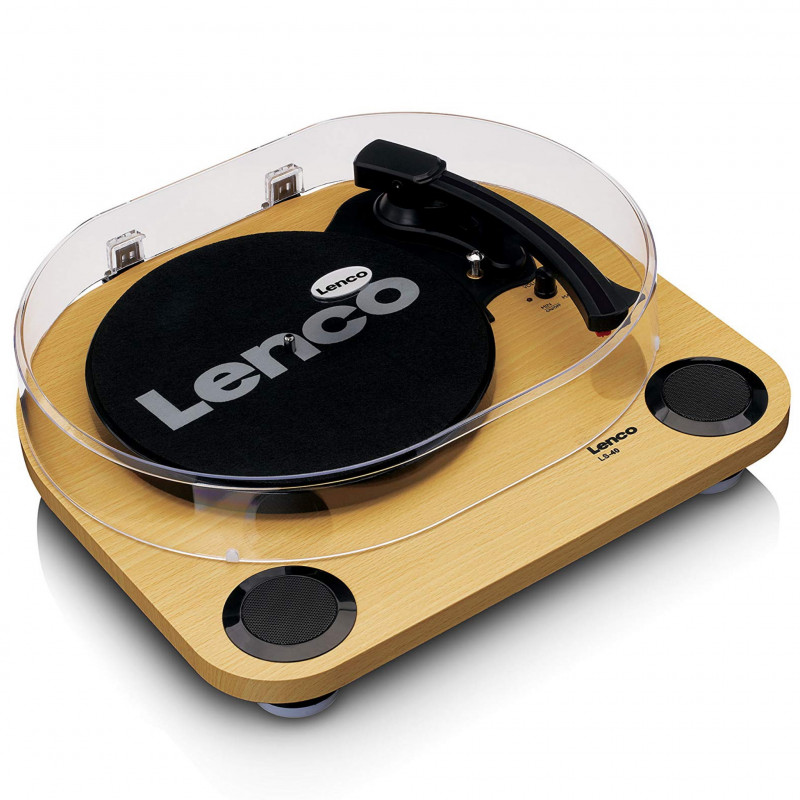 Gramofon cu difuzoare incorporate Lenco LS-40WD, Semi-automat, AUX, RCA, Sistem ceramic, Maro