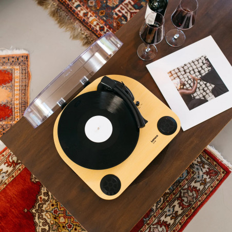 Gramofon cu difuzoare incorporate Lenco LS-40WD, Semi-automat, AUX, RCA, Sistem ceramic, Maro