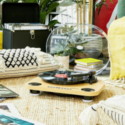 Gramofon cu difuzoare incorporate Lenco LS-40WD, Semi-automat, AUX, RCA, Sistem ceramic, Maro