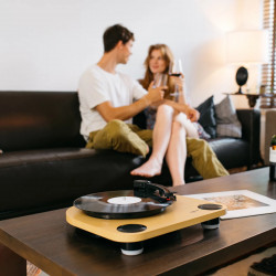 Gramofon cu difuzoare incorporate Lenco LS-40WD, Semi-automat, AUX, RCA, Sistem ceramic, Maro